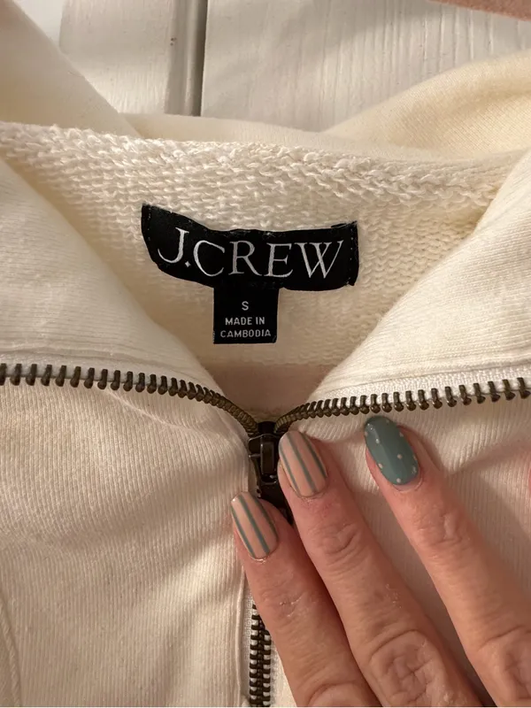 J. Crew Cream Half-Zip Pullover Sweatshirt - Image 2
