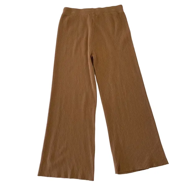 Cowasto Brown Knit Pants XXL Wide Leg Lounge Elastic Waist Cozy Soft - Image 4