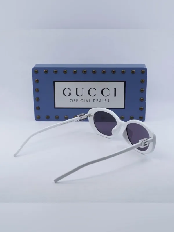 New Gucci Oval Sunglasses Gucci Gg1684sa 006 White Grey Women Eyewear Nib - Image 7
