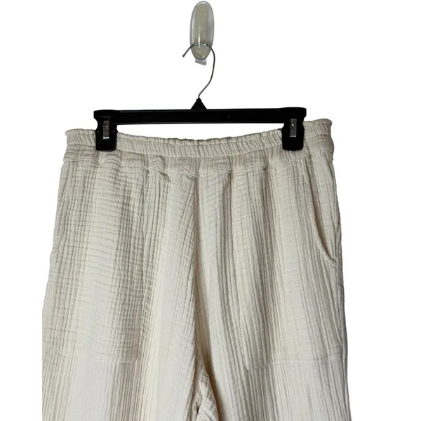 Daise Wide Leg Gauze Pants Women XL Ivory Natural UPF 50+ Organic Cotton Resort - Image 4