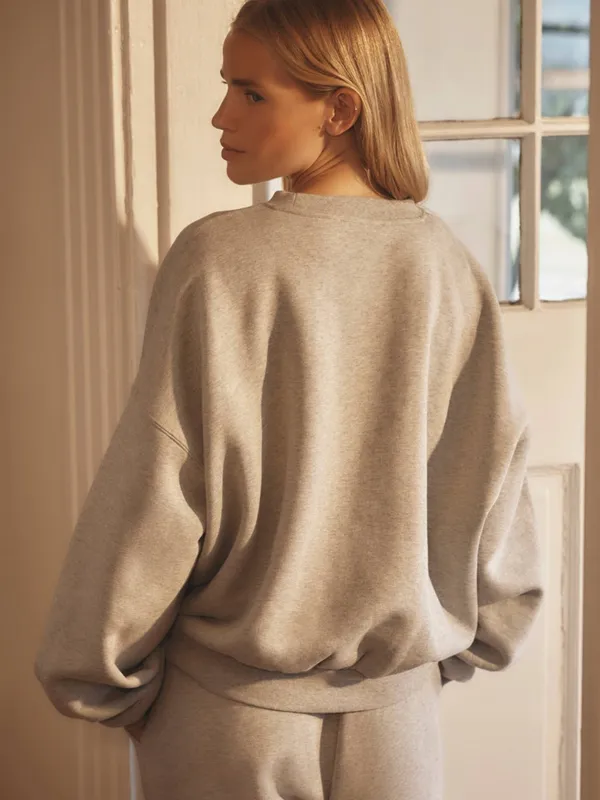 Love Stories Society Sloane Crewneck Sweatshirt Gray Large - Image 3