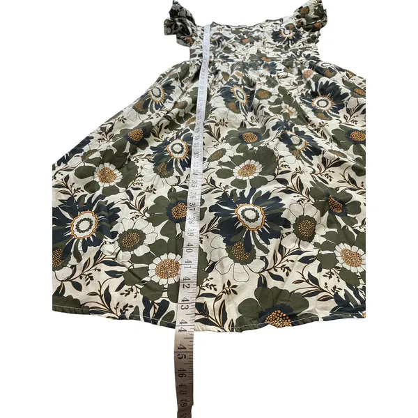 o.p.t Womens Retro Floral‎ Flutter Sleeve Cotton Midi Dress Olive Green Size M - Image 10