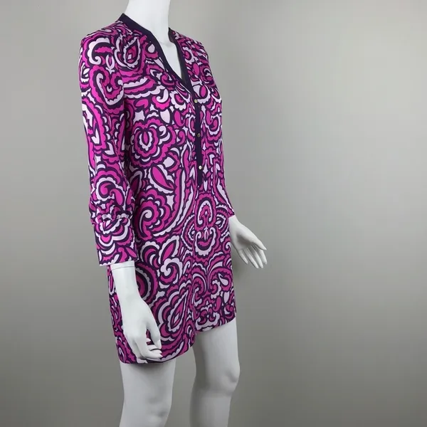 Juicy Couture Purple Print Tunic Shirt Dress Sz XS Colorful Maximalist - Image 4