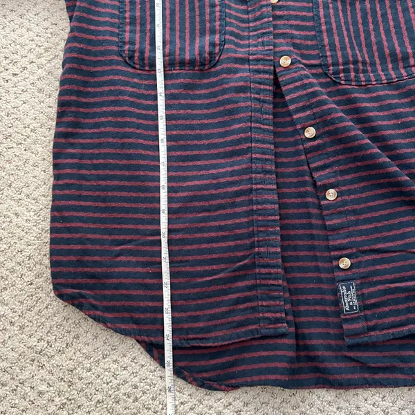 Boyfriend Button Down Shirt Striped Navy Blue Red - Image 9