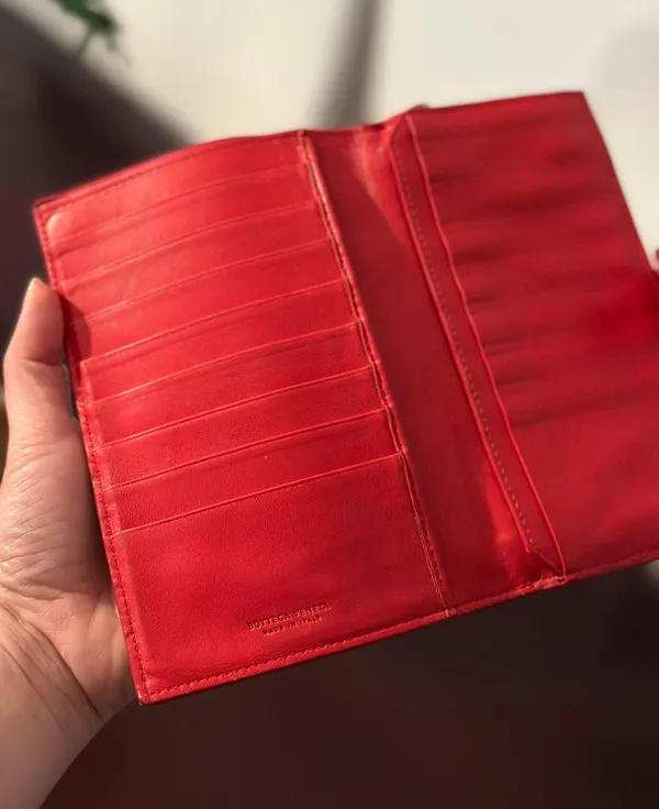 Bottega Veneta Red Wallet With COA - Image 3