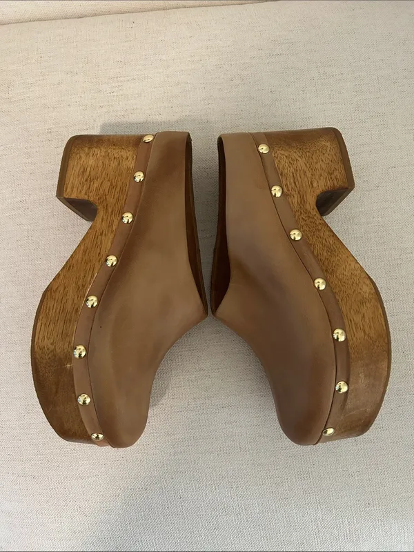 FREE PEOPLE Calli Clogs, Tan Leather, Size 11, NWOT - Image 8