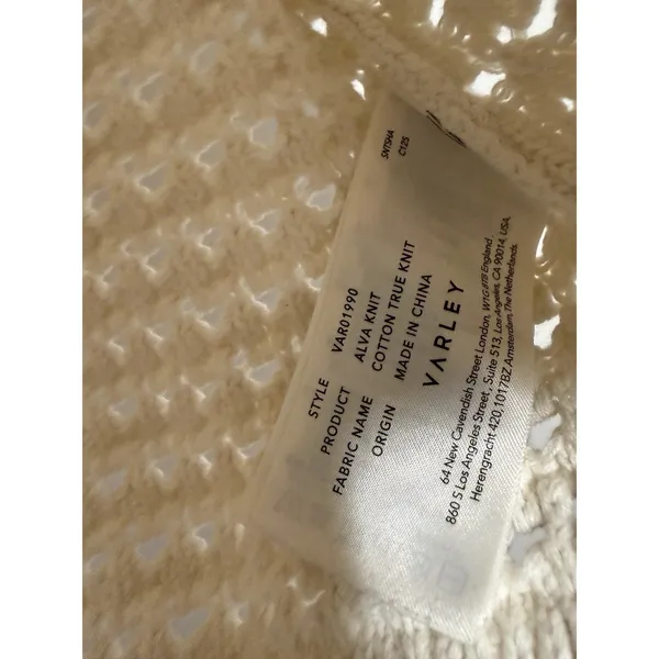 Varley Alva Knit Short Sleeve Sweater in Egret Size Medium - Image 6