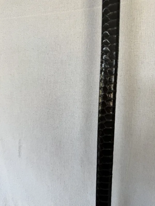 Vintage Black Genuine Snakeskin Belt Gold Buckle L - Image 2