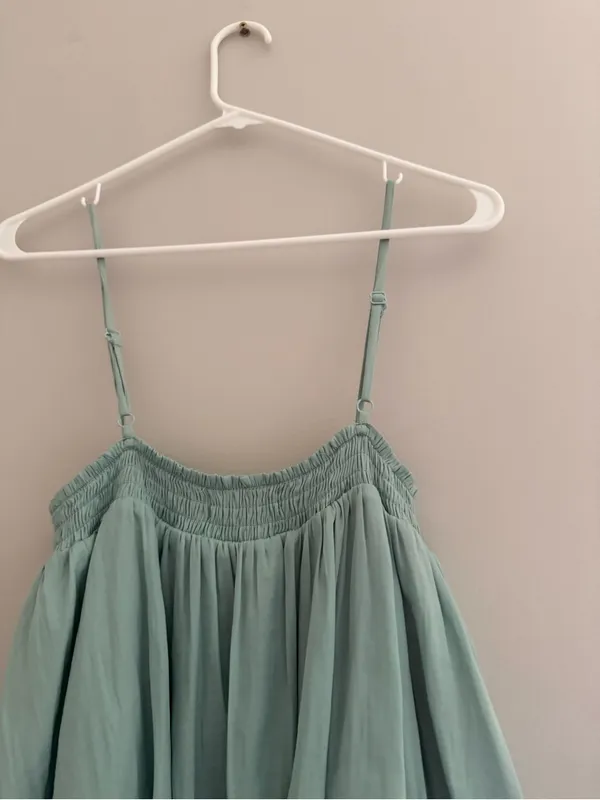 vestique Light Aqua Layered Ruffle Spaghetti Strap Dress - Image 5