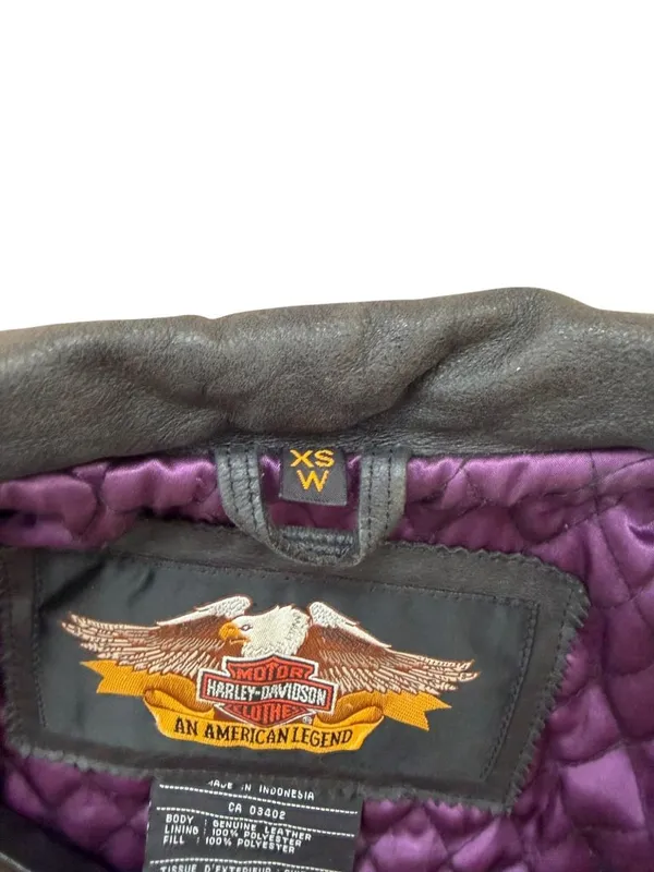 HARLEY DAVIDSON Studded Embellished Leather Motorcycle Jacket size XS - Image 6