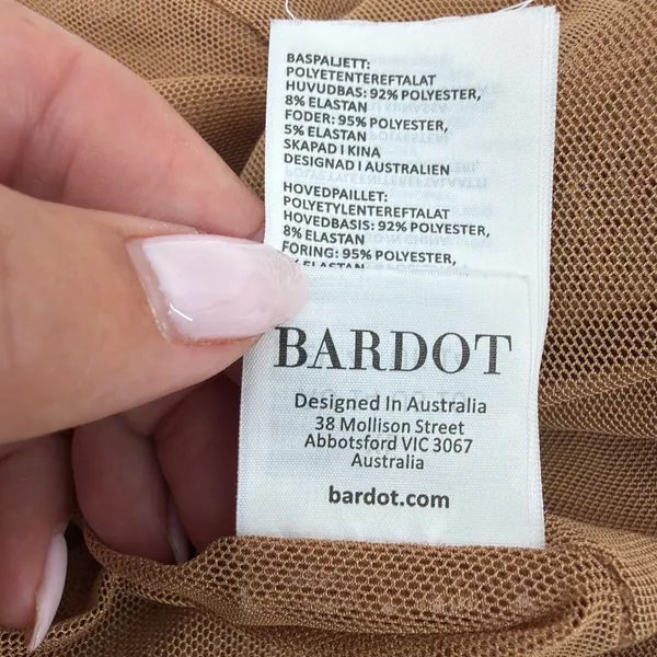 Bardot Verona Sequin Midi Dress XL US 10 Long Sleeve Keyhole Gold Bronze - Image 11