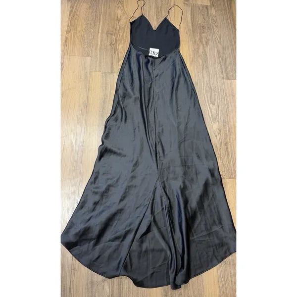Zara 50th Anniversary Black Satin Maxi Dress Gown Low Back Luxury Formal Runway - Image 3