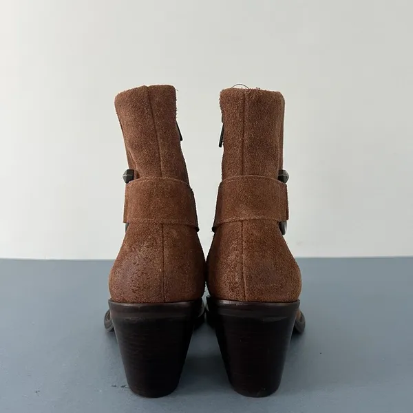 Antonio Melani Tabbie Oiled‎ Suede Pecan Pie Brown Western Buckle Boots - Image 6