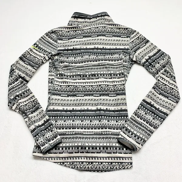 Nike Pro‎ Dri-FIT 1/2 Zip Pullover Womens Size M Grey Geometric Fair Isle Fleece - Image 8