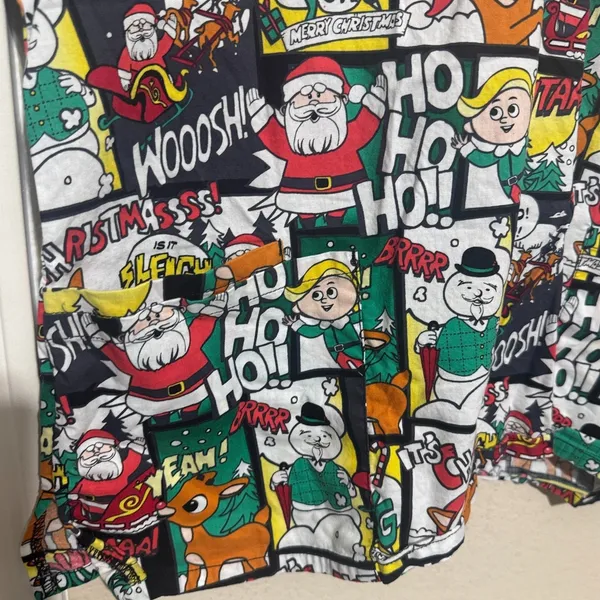 Women's Rudolph Scrub Top XL Cartoon Christmas Hermey the dentist Santa Frosty - Image 2