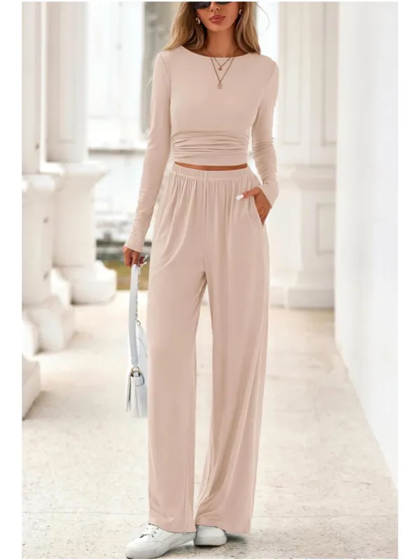 PRETTYGARDEN NEW 2 Pc Lounge Set Casual Long Sleeve Shirt Wide Leg Pants Tracksuit XL - Image 6