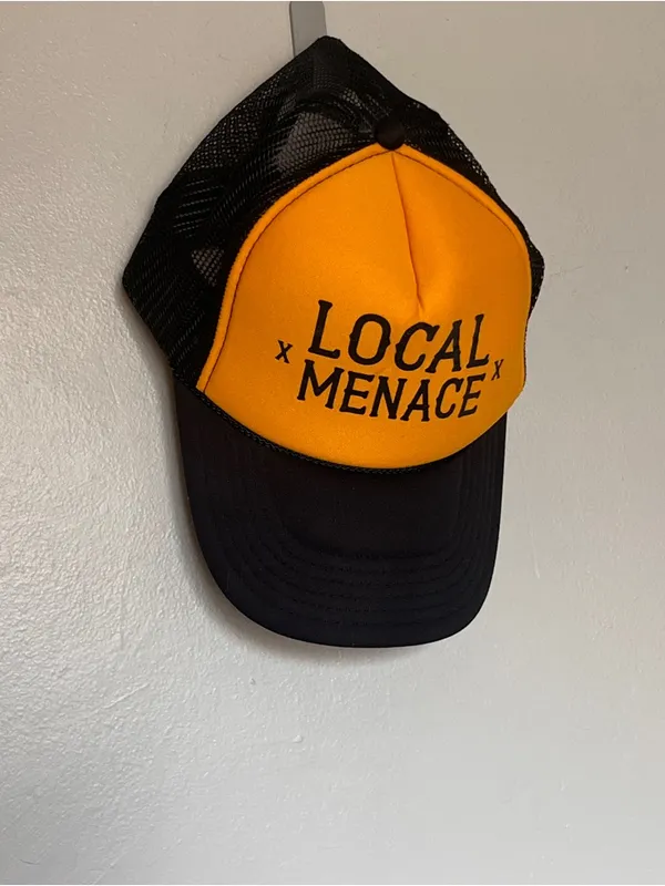 Local Menace Trucker Hat Yellow Black Snapback Hat - Image 3