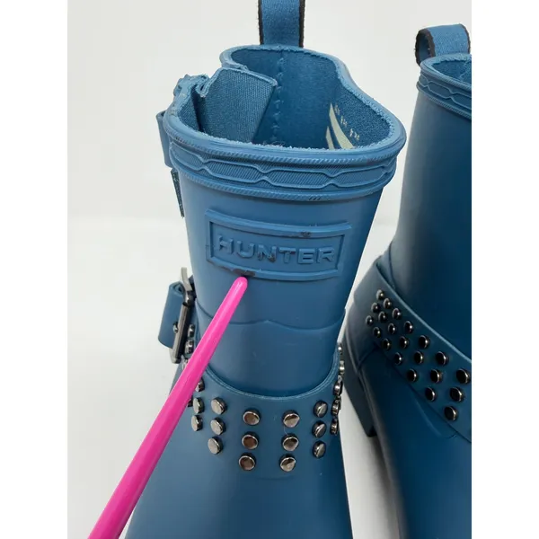 Hunter Refined Stud Biker Rain Boots Matte Blue Ankle Waterproof Studded US 6 - Image 11
