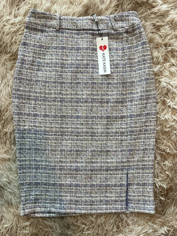 Kate Kasin Tweed Skirt new w/Tags Gray - Image 3