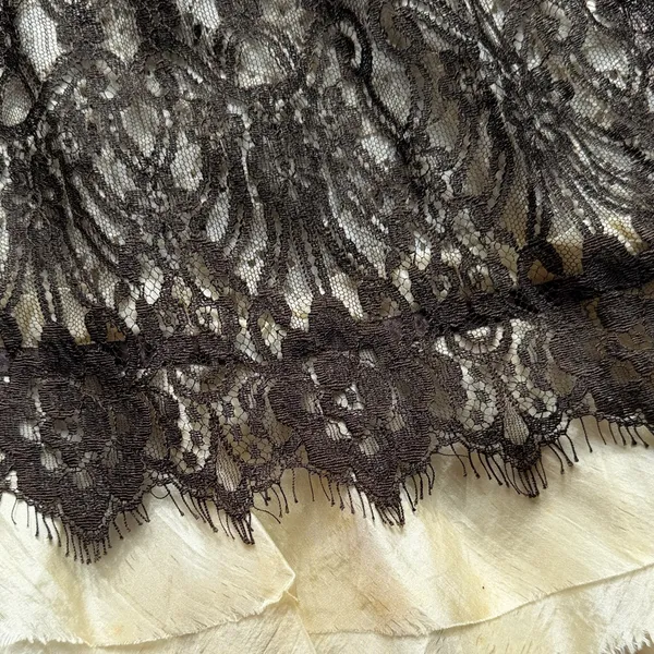 PAIGE Brown Lace Tank Top with Cream Accents - Image 2