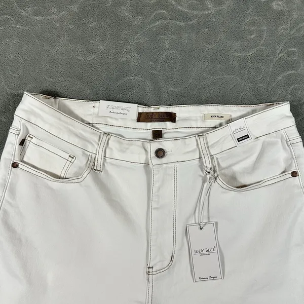 Judy Blue Jeans Womens 18W White High Rise Kick Flare Stretch Denim NWT Classy - Image 6