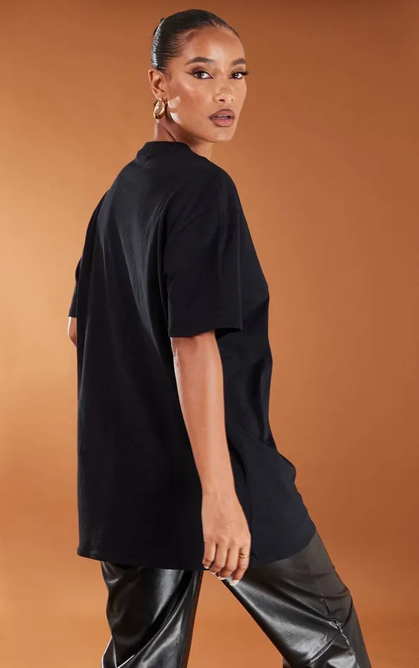 Pretty Little Thing Petite Black Oversized Boyfriend T Shirt, size XS - Image 2