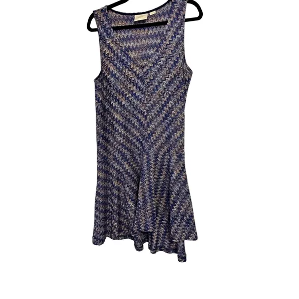 Anthropologie Maeve Shift‎ Dress Chevron Zigzag Multicolor Knit Ruffle S - Image 4