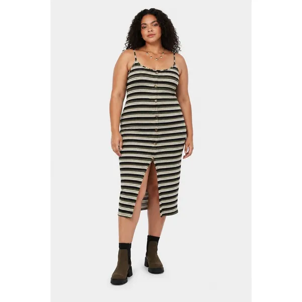 No Boundaries Juniors Bodycon Dress Sz XXL Sea Turtle Green Striped Ribbed Midi - Image 2