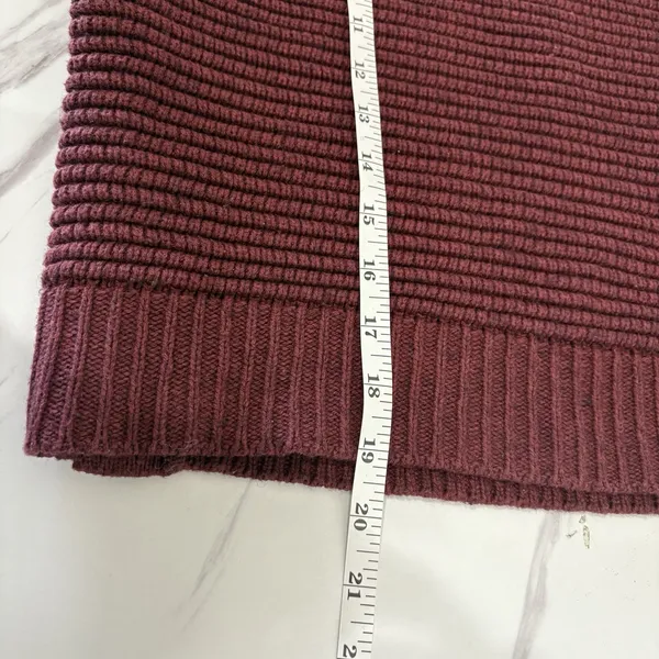 Madewell Knit Sweater Size XXS Red Burgundy Wool‎ Blend Side Button Turtleneck - Image 10