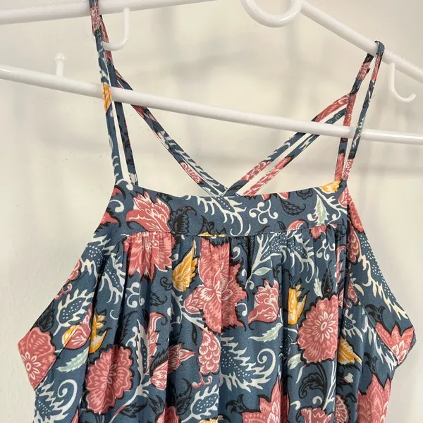 LOFT strappy floral sun dress | blue, pink, yellow - Image 5