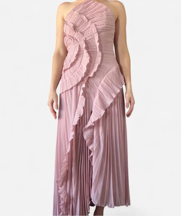 Shein Pink Ruffle Maxi Dress - Image 2