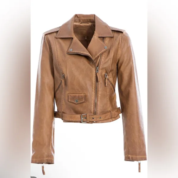Max Studio Moto bomber Motorcycle Jacket air pilot faux leather jacket coat - Image 6
