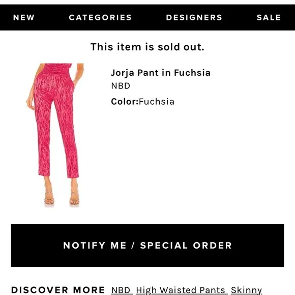 NBD $212 Jorja Pants Business Cocktail Formal REVOLVE NEW Pink Zebra Satin NEW - Image 3