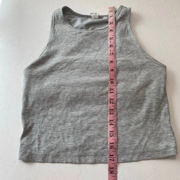 Yogalicious Heavenly Rib Stay Crop Tank Large Gray Athleisure Yoga Top - Image 6