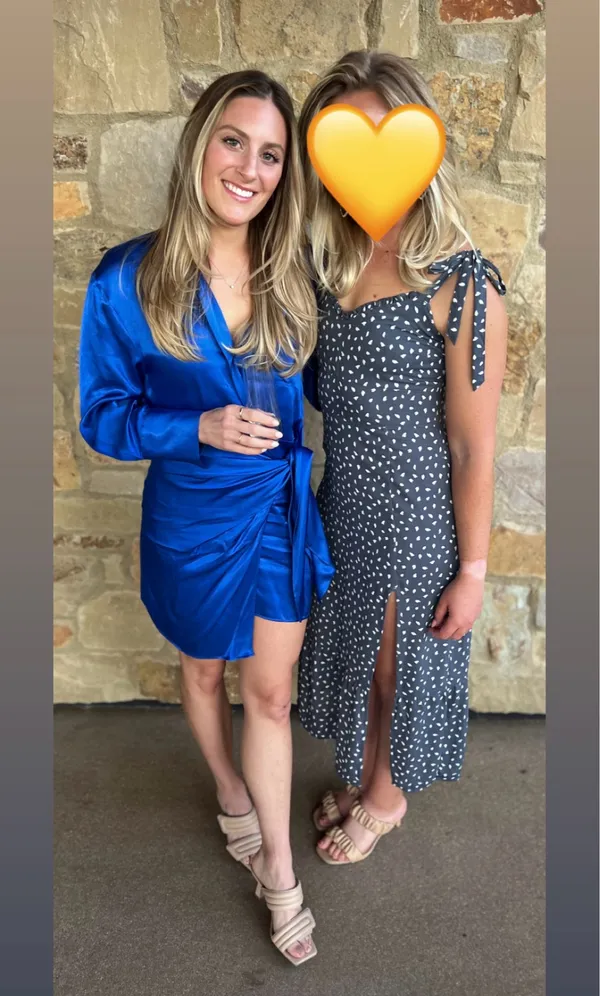 ZARA Blue Satin Wrap Mini Dress - Image 2