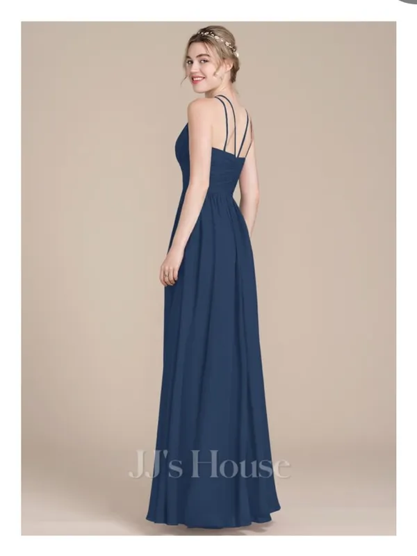 JJ's House Edeline Navy Blue A-line Ruffle Chiffon Maxi Dress Size 12/14 - Image 2