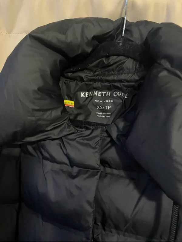 Kenneth Cole Black Long Quilted Puffer Coat with Hood - Image 4