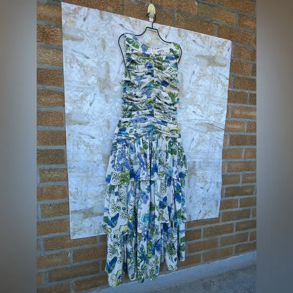 Abercrombie & Fitch High Neck Ruched Tiered Maxi Dress size XS - Image 2