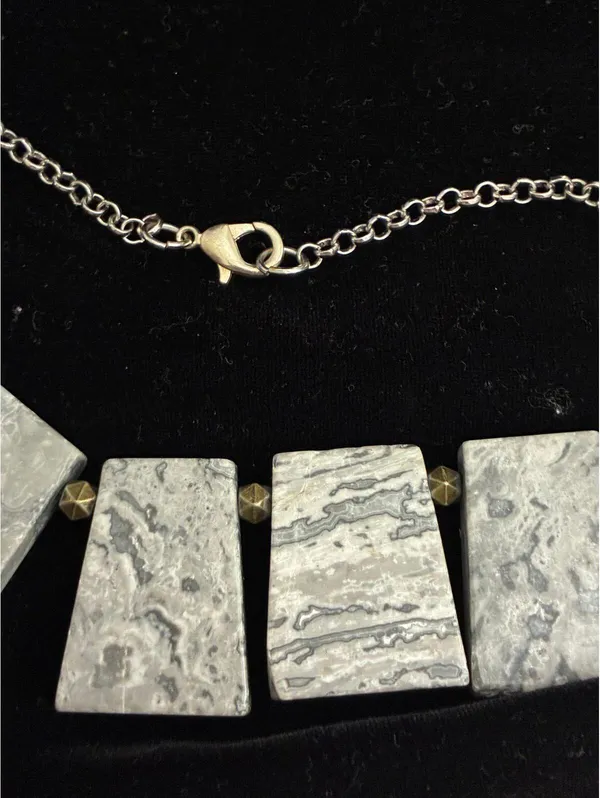 Picasso Marble Statement Necklace 19” Gray - Image 3