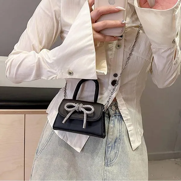 Elegant Black Handbag with Silver Accents - Image 2