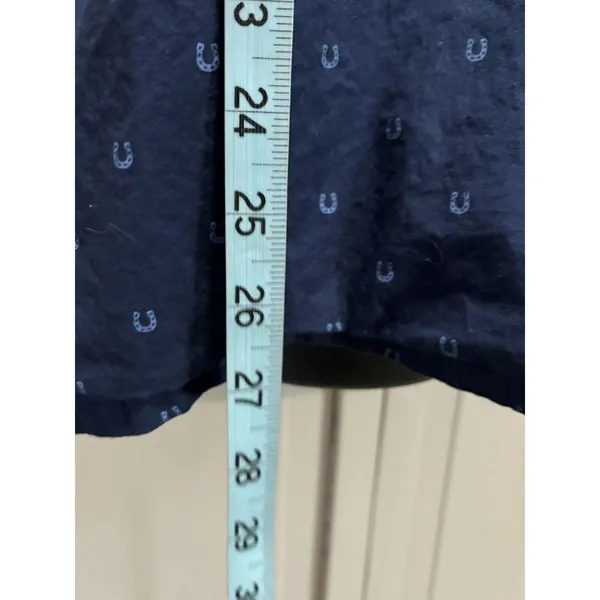 Dickies Scrub Top Navy/Horseshoes Print Short Sleeve V Neck‎ Pockets Size M - Image 3