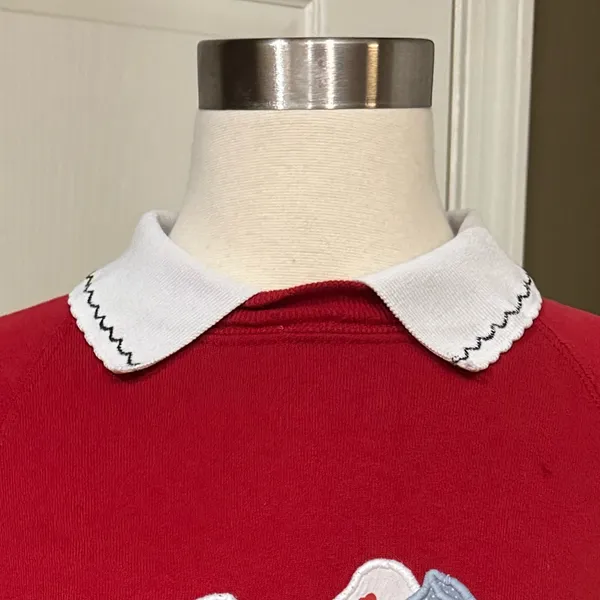 Vintage Kawaii Cow Graphic‎ Fleece Sweatshirt Collared L Cottagecore - Image 9