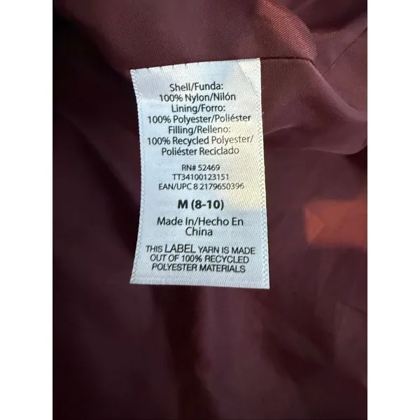 Time and Tru burgundy onion quilted puffer barn jacket size M 8/10 - Image 7