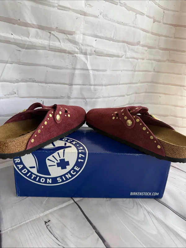 Birkenstock Boston Rivet Border Suede Clog in Zinfandel - US L7 M5 / EUR 38 - Image 7