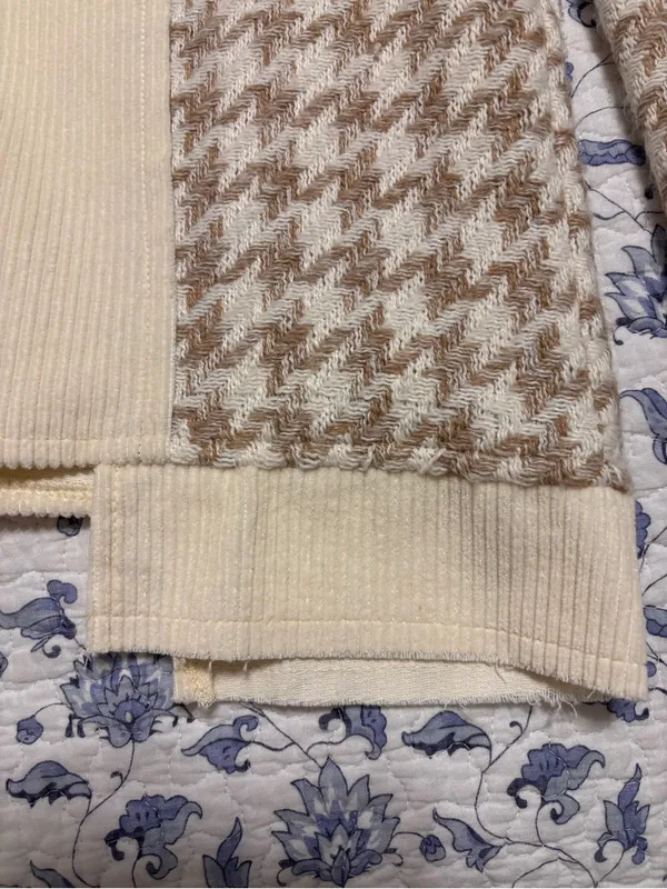 Mystree Corduroy Jacket S Cream Herringbone Mixed Media Utility Shacket fall - Image 9