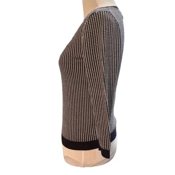 Ann Taylor Navy & White Silk Cotton Textured Sweater – Size Small - Image 2