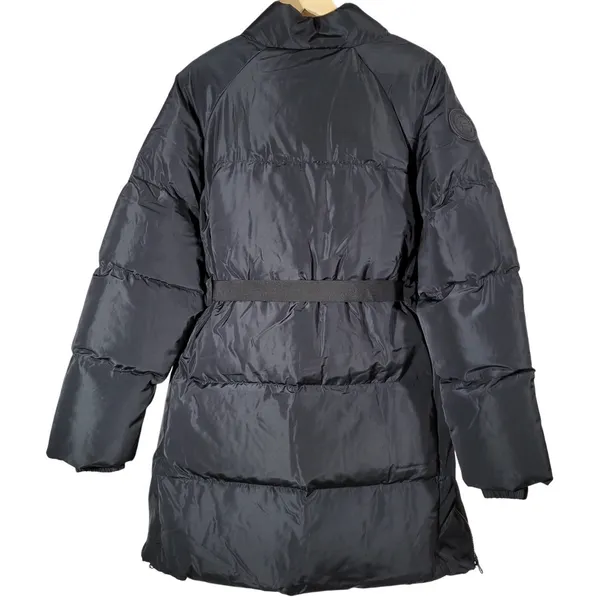 Fabletics Black Puffer Coat Midi Belted Stand Collar Full Zip Women's Winter XXL - Image 2