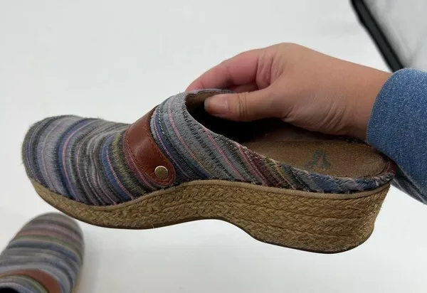 Dansko Women's Espadrille Mule Clog Shoes Multicolor Striped Wedge - Image 8