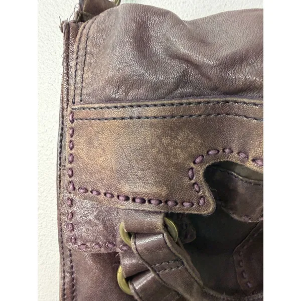 Lucky Brand Merlot Leather Distressed Foldover Boho Bohemian Western Crossbody - Image 6
