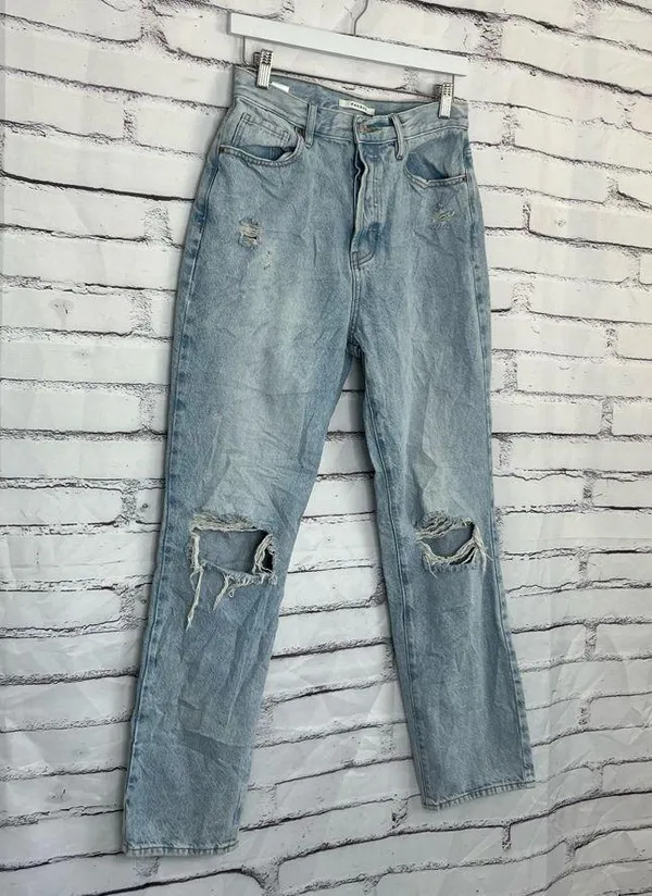 Vintage Y2K PacSun Dad Jeans High Rise Button Fly Light Wash Distressed Size 28 - Image 2